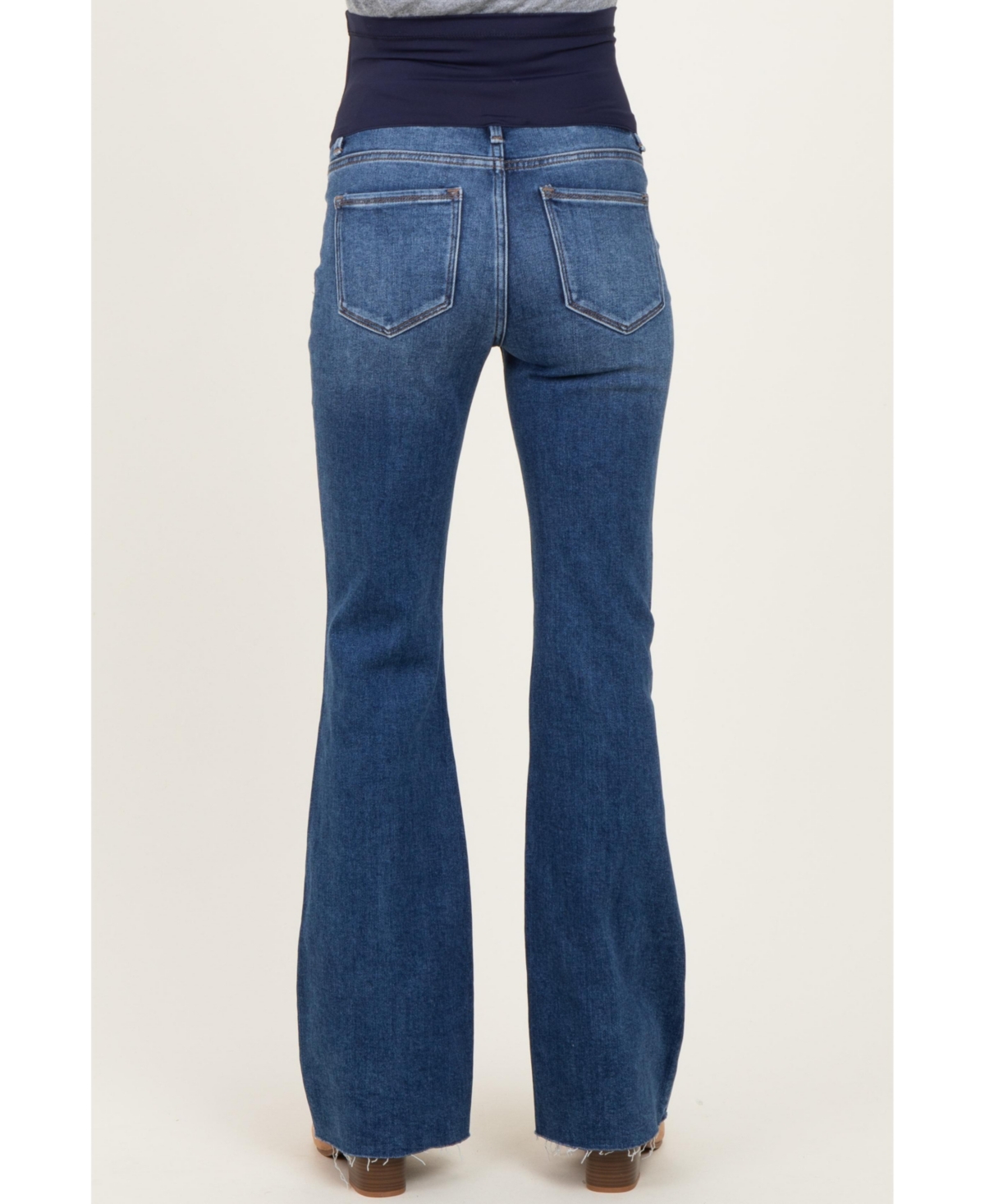 Pinkblush Women's Navy Raw Hem Flare Jeans