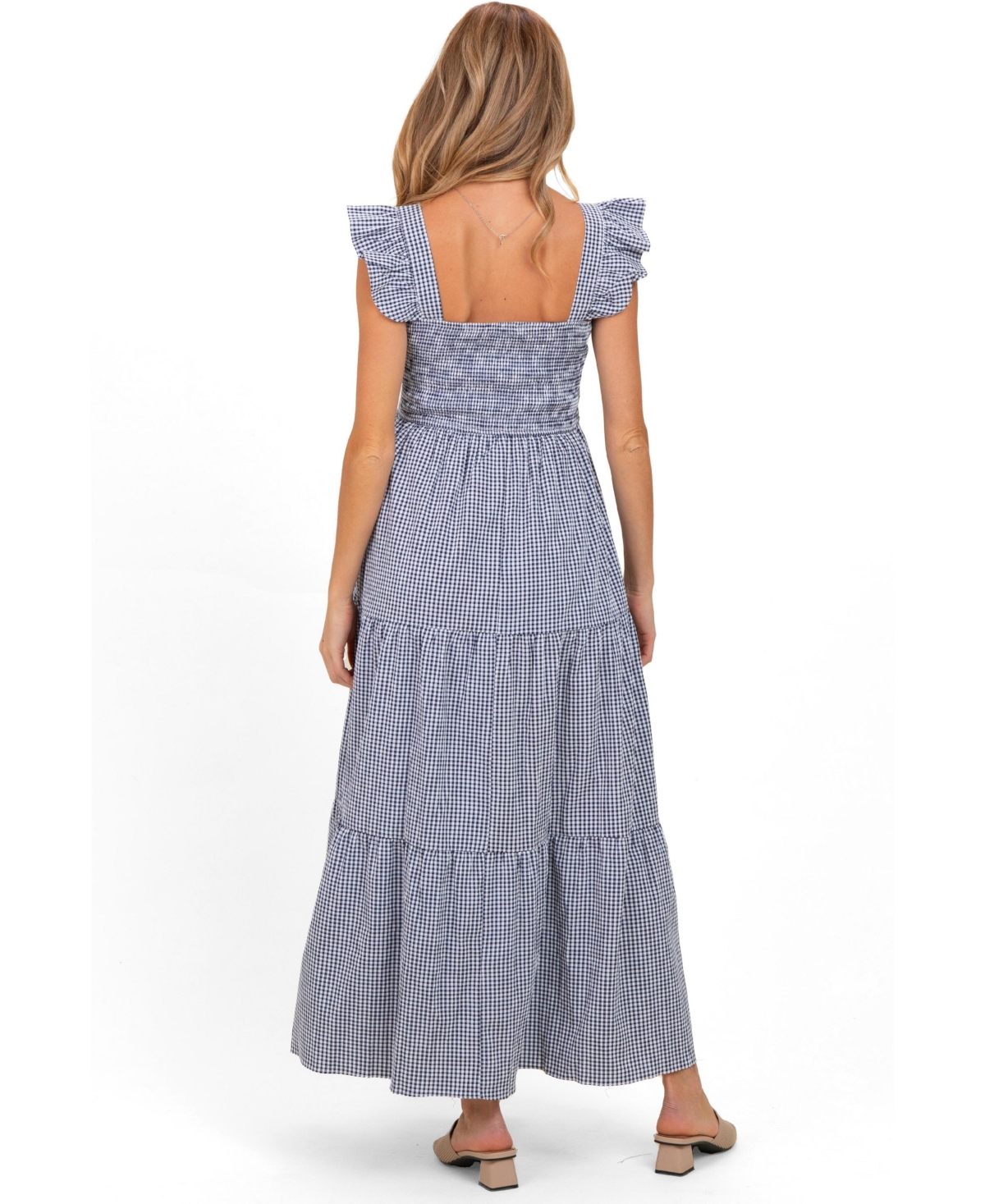 Pinkblush Maternity Gingham Smocked Maxi Dress