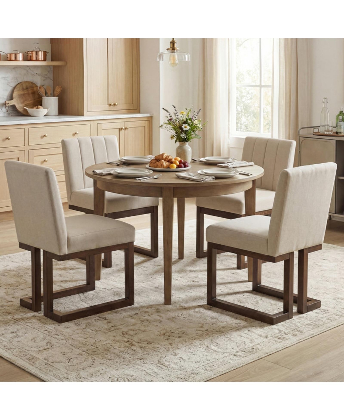 Sugift Farmhouse Dining Chairs Set of 4 with 5.5-Inch Thickened Padded Seat