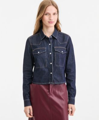 Women's Cropped Denim Western Shirt