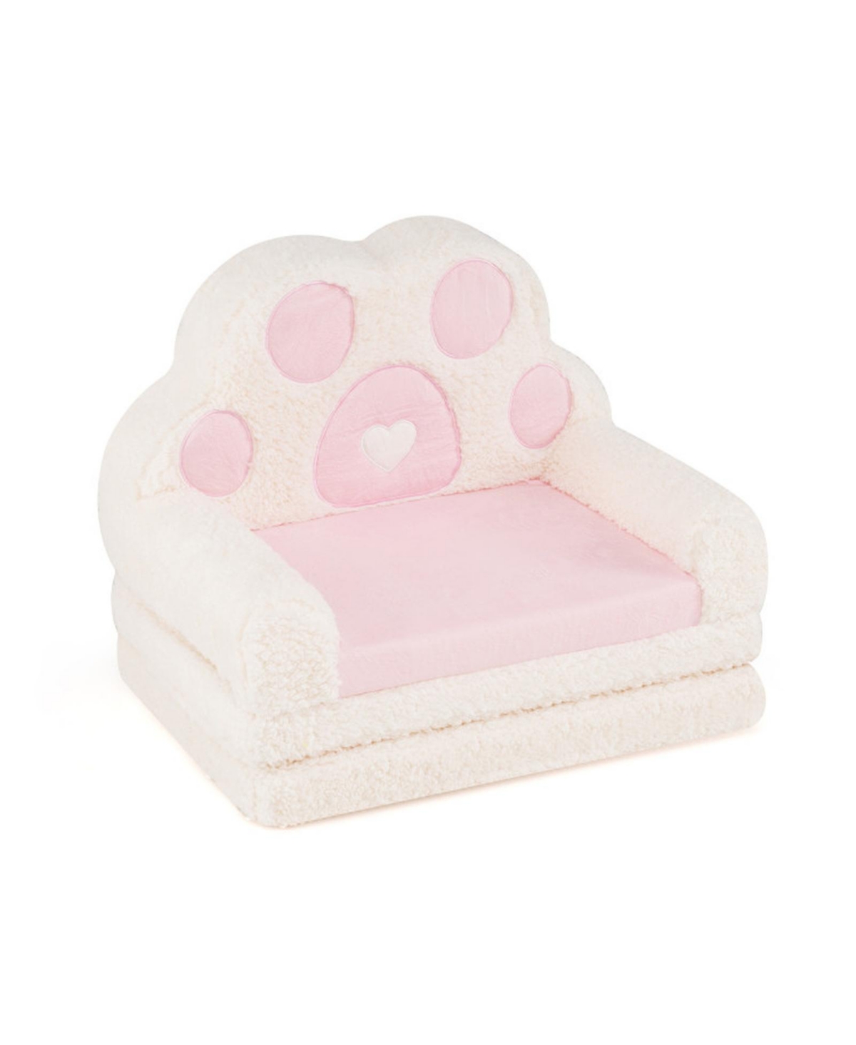 Sugift 2-in-1 Convertible Kids Sofa and Lounger with Removable Washable Cover - Pink