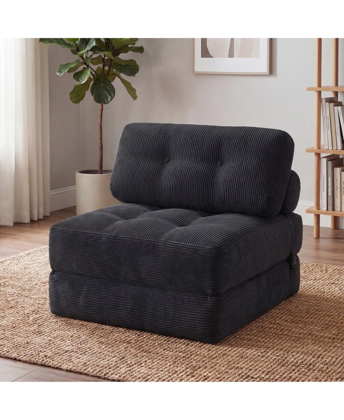 Sugift 3-in-1 Convertible Folding Sofa Bed with Button-Tufted Cover and Headrest Pillow