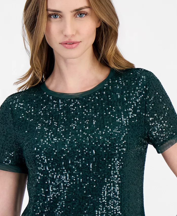 Women's Sequin Crewneck Short-Sleeve Tee - thumbnail 9
