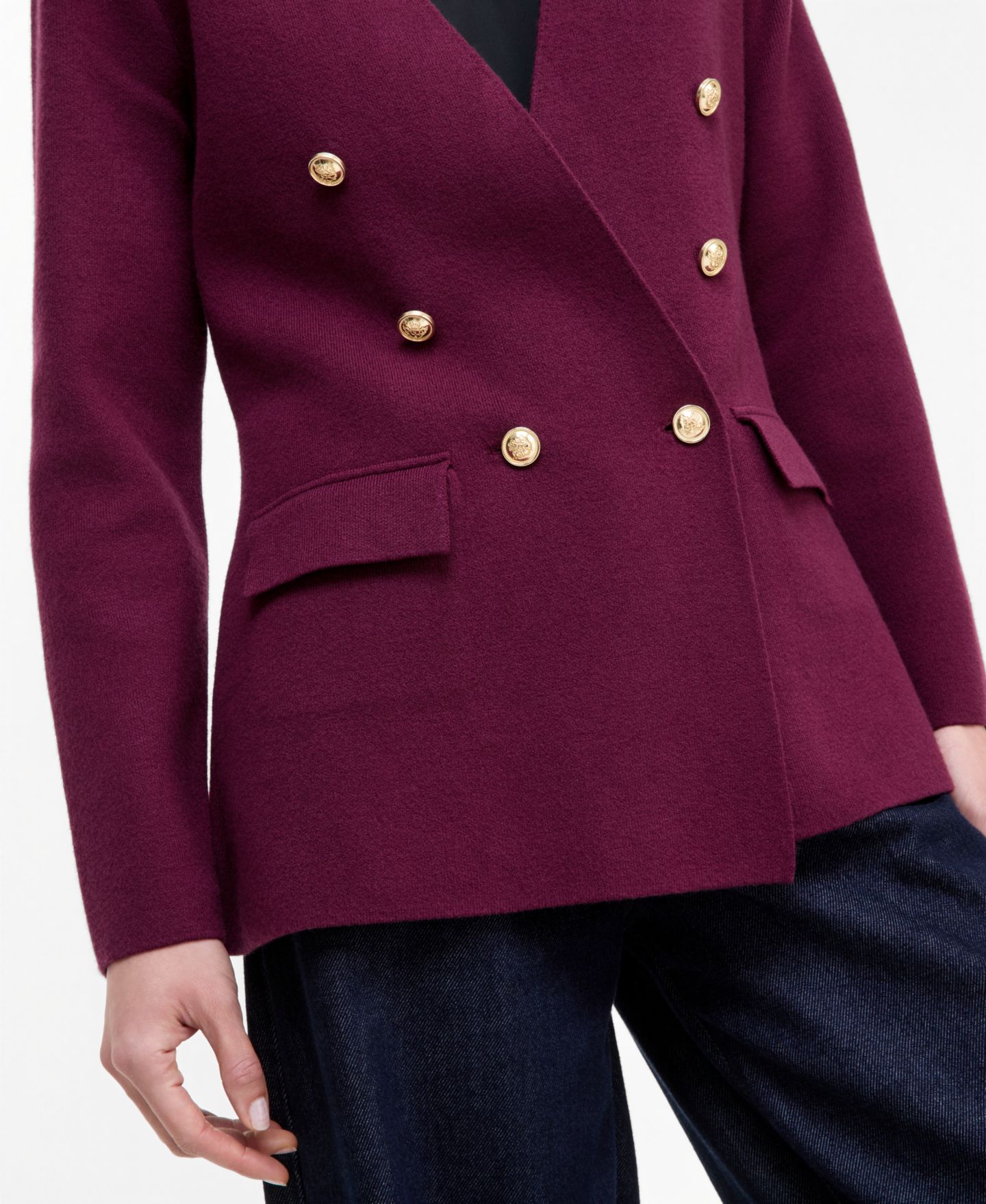 Женский пиджак I.N.C. International Concepts Sweater Blazer, цвет: Ягодный винный — фото 4