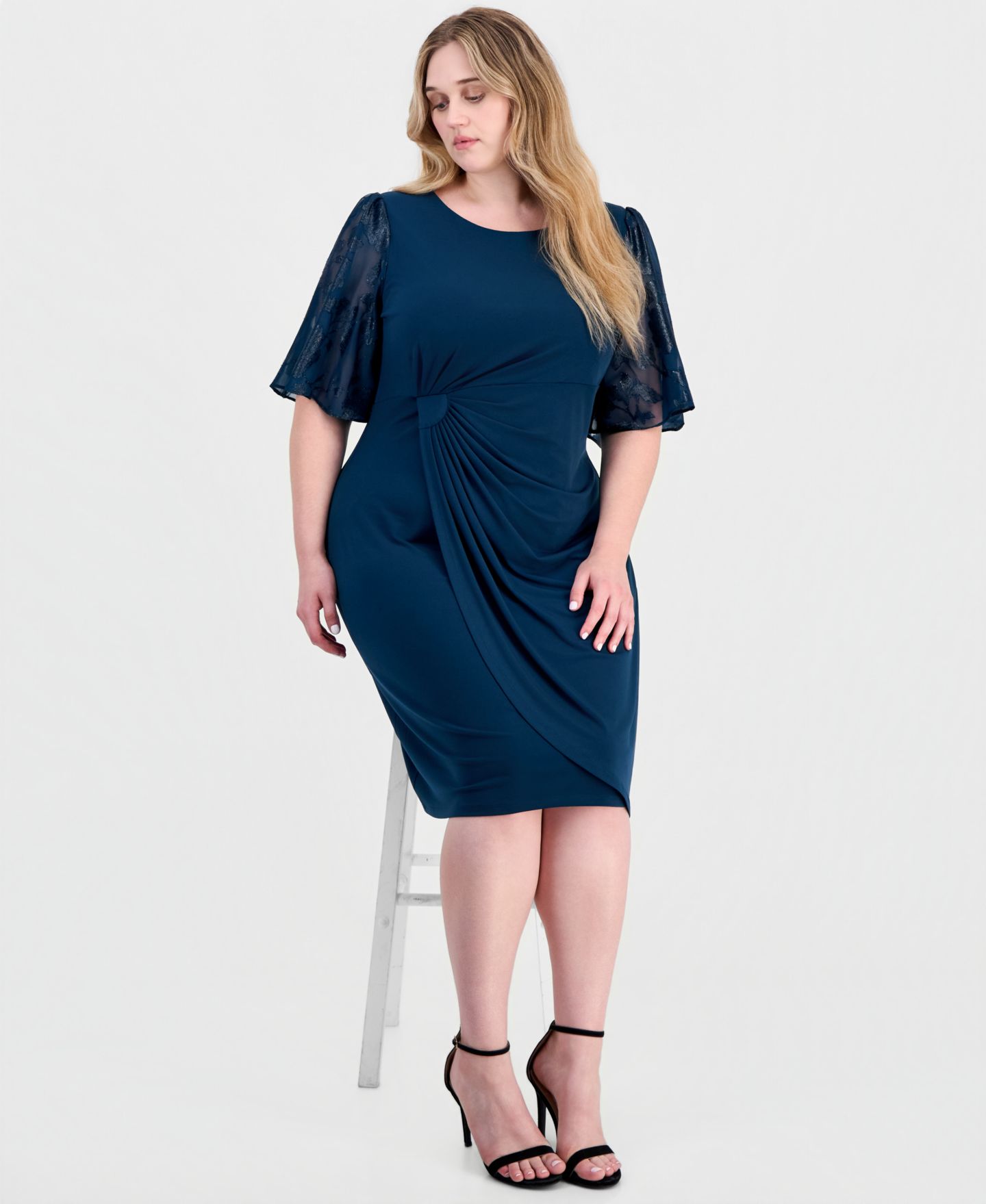 Женское платье Connected Plus Cocktail Clip-Chiffon Short-Sleeve, цвет: Dark Mallard — фото 2