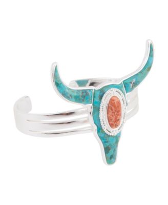 Longhorn Blue Turquoise Silver Cuff Bracelet