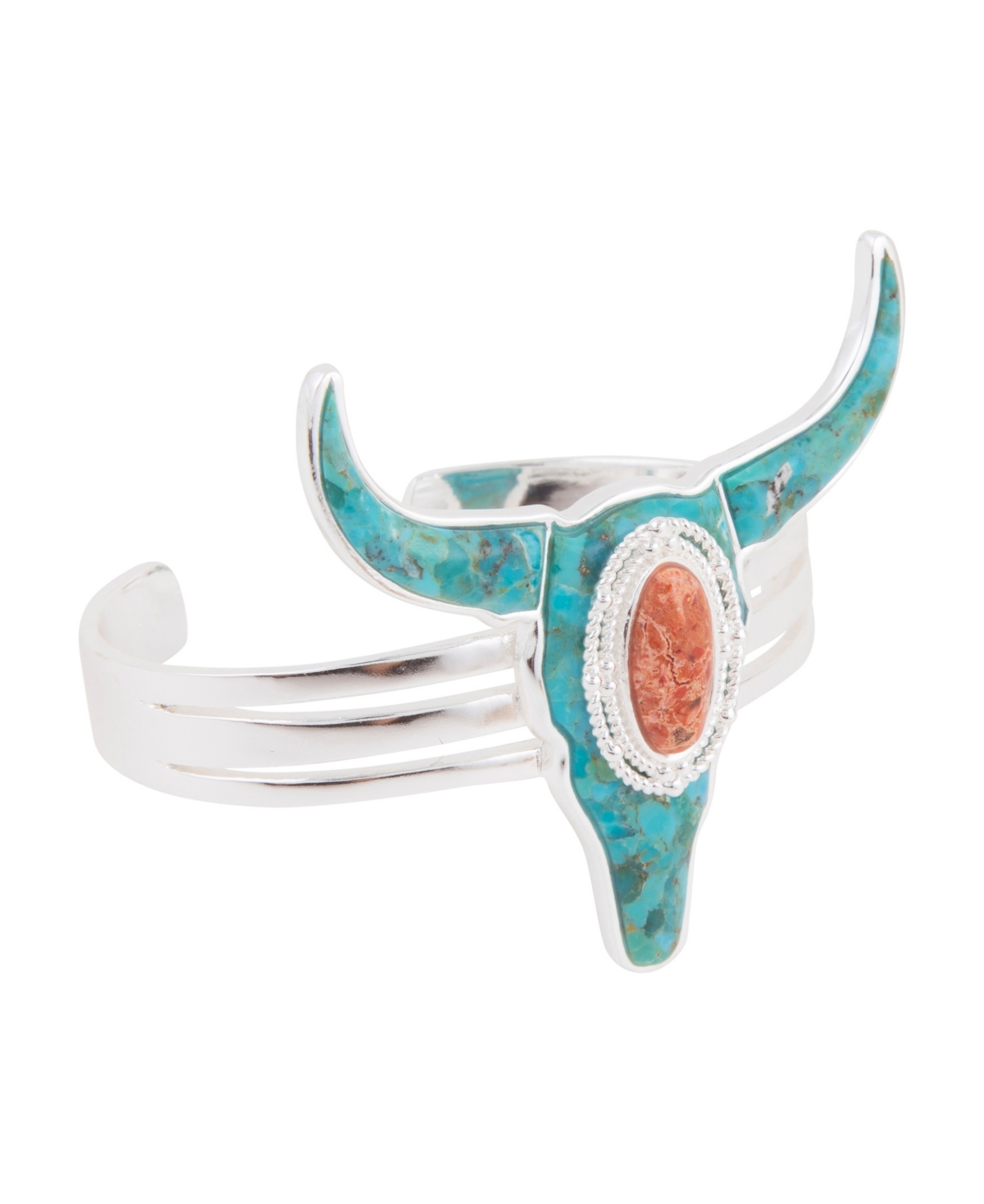 Barse Longhorn Blue Turquoise Silver Cuff Bracelet