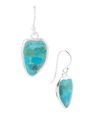 Blue Turquoise and Silver Drop Earrings