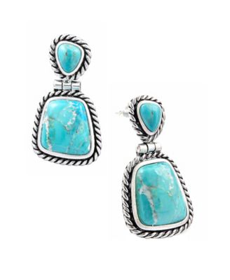 Arizona Blue Turquoise and Silver Roped Earrings