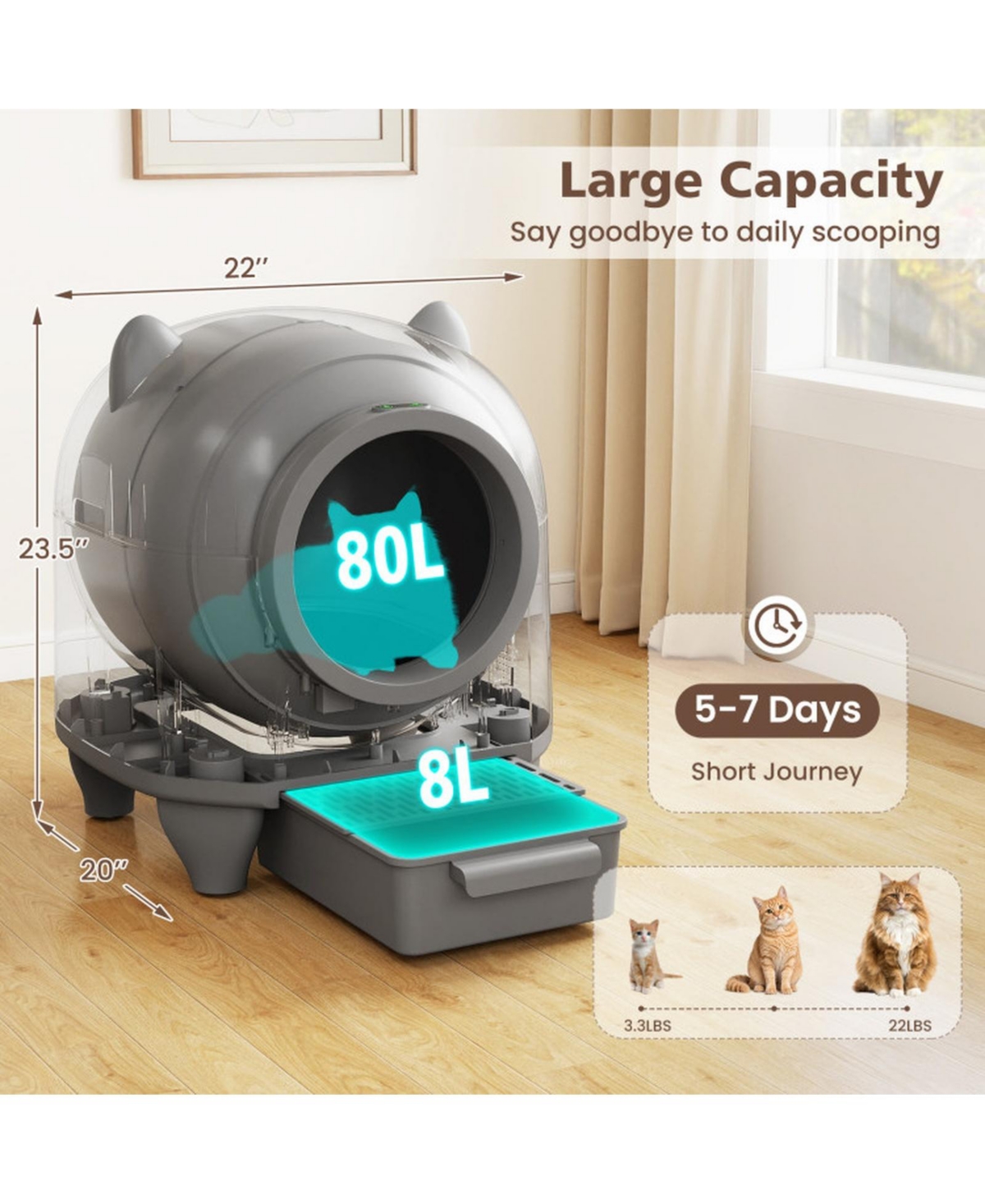 Self-Cleaning Litter Box for Multi-Cat and Senior Cats Home