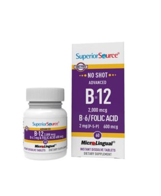 NO SHOT Advanced B-12 2,000 mcg B-6 / Folic Acid 600 mcg - 60 Sublingual Dissolving Tablets