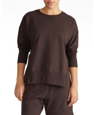Plus Size Fiona French-Terry Crewneck Side-Slit Sweatshirt