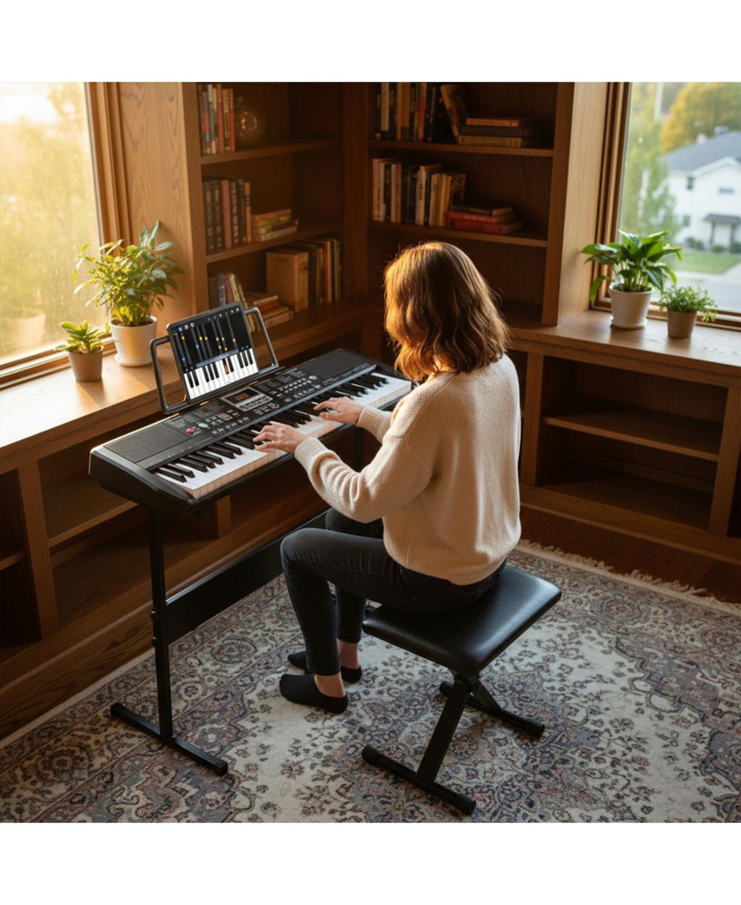 Детские игрушки SUGIFT 61 Keys Electric Keyboard with Light-up Keys and Teaching Mode, 3-Piece Kit, Ages 8+, цвет: Чёрный — фото 10