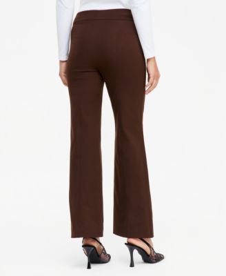 brown women's dress pants & Trousers waist fit and a taupe brown La Femme Evening 29195 Size:Customize Your Size