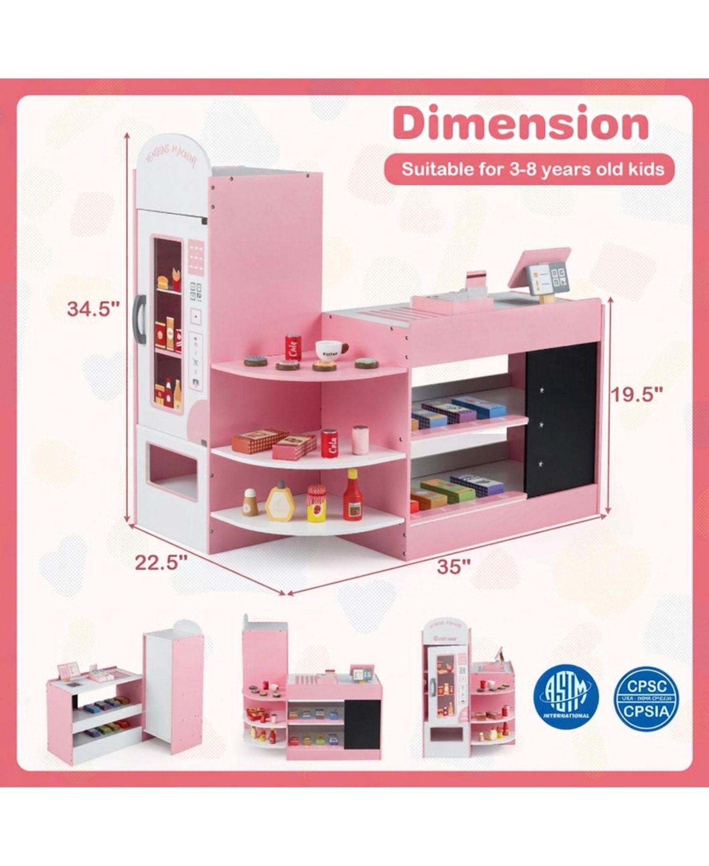 Детский игровой набор SUGIFT Kids Grocery Store Playset with Cash Register and Pos Machine, цвет: Серый — фото 3