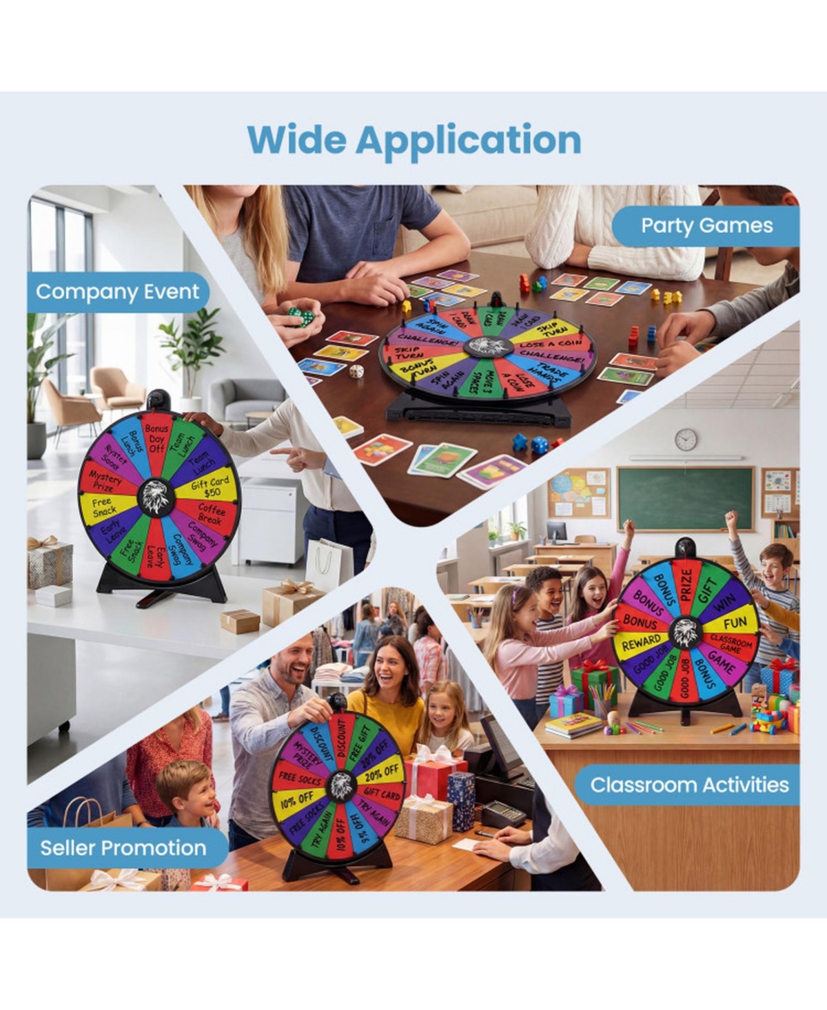 Sugift Spinning Prize Wheel, 14-Piece Board Game, Ages 8+