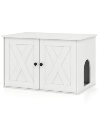Hidden Cat Litter Box Enclosure Coffee Table with Divider