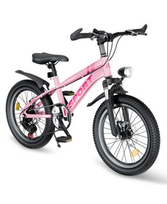 20 Inch Kids Mountain Bike for Boys and Girls Ages 7-12 - 7-Speed Gears, Dual Disc Brakes, Shock Absorber Front Fork, LED Light