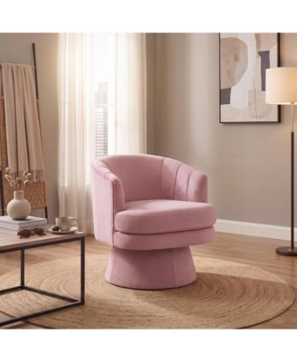 Velvet Swivel Accent Chair, 360 degree(s) Barrel Chair with Lumbar Pillow, Round Base Comfy Upholstered Armchair for Living Room
