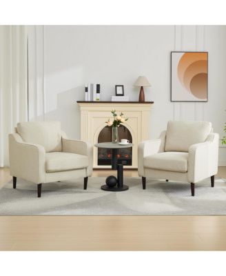 2 Set of Accent Chair for Living Room, Mid Century Reading Chair Scooped Armchair, High Back Upholstered Chair for Bedroom Apartment