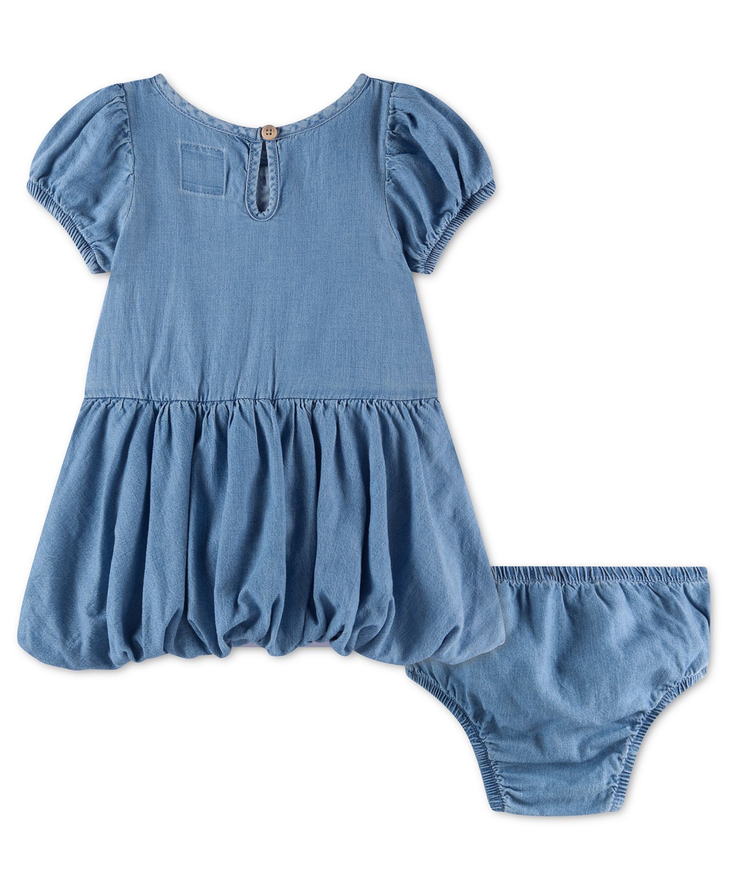 Платья Levi's Short-Sleeve Bubble with Diaper cover, 2-Piece Set для девочек-малышей, цвет: Синий — фото 2