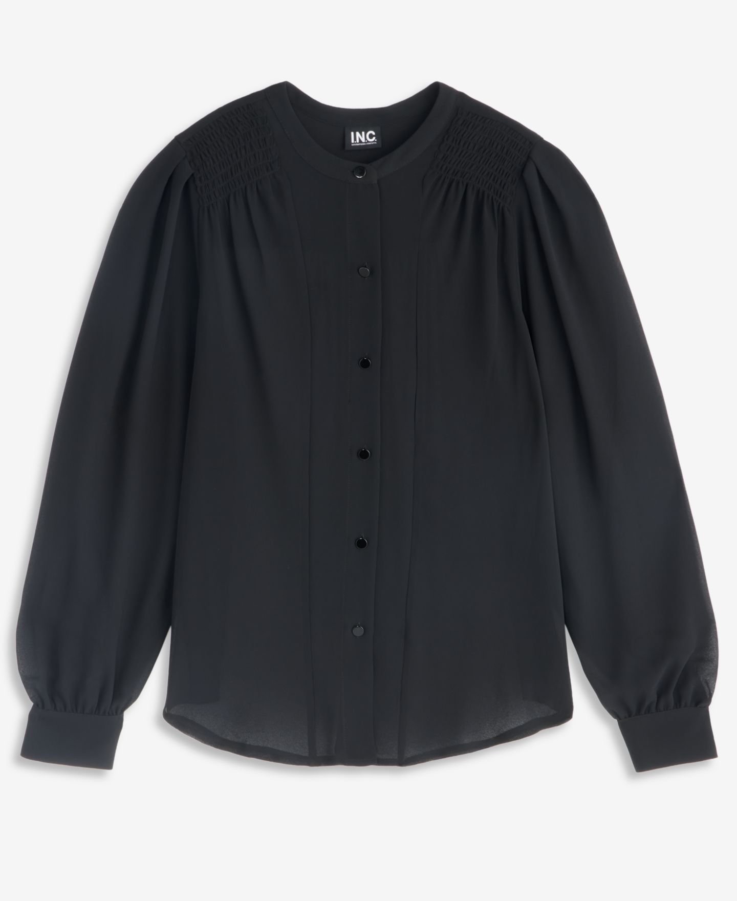 Женская блузка I.N.C. International Concepts Long Sleeve Sheer Button-Front, цвет: Глубокий чёрный — фото 5