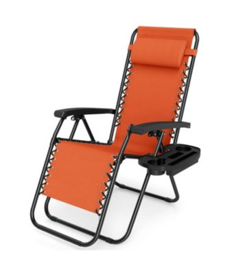Portable Zero Gravity Chair with Cup Holder Tray and 160degree(s) Adjustable Backrest