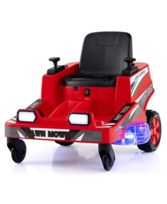 12V Kids Ride On Mower with LED Lights and Dual Control Sticks, Ages 3-8