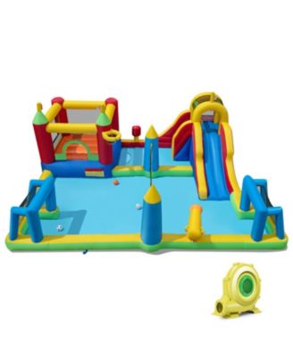 9-in-1 Inflatable Water Slide Bounce House (197" x 161" x 75"), Accommodates 2 Kids, Ages 3-12