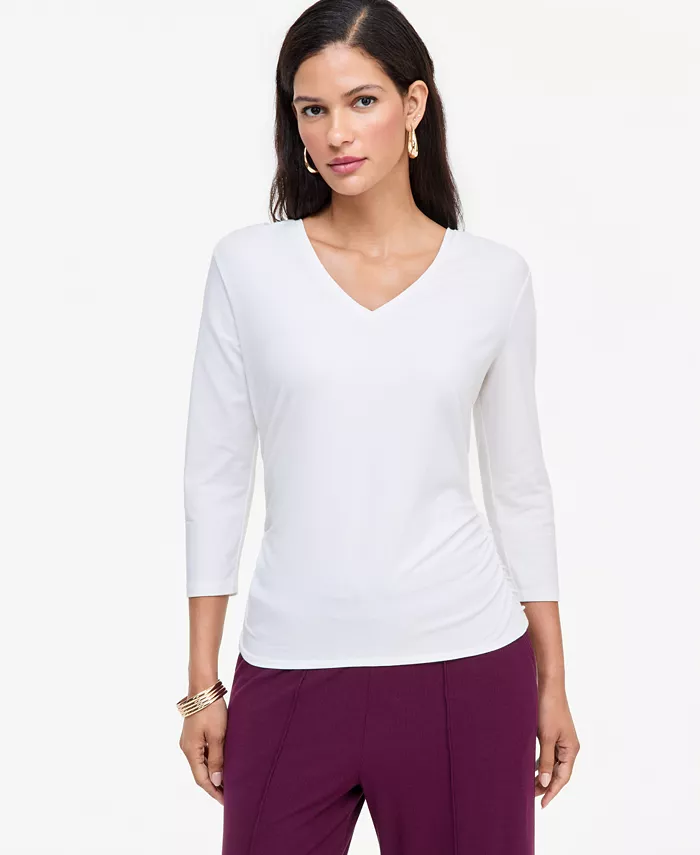 Women's V-Neck 3/4-Sleeve Knit Top - thumbnail 7
