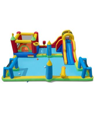 9-in-1 Inflatable Water Slide Bounce House with Climbing Wall, 197" x 161" x 75", Ages 3-12