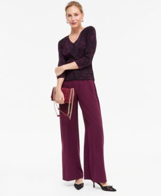 Women's 3/4-Sleeve V-Neck Printed Knit Top