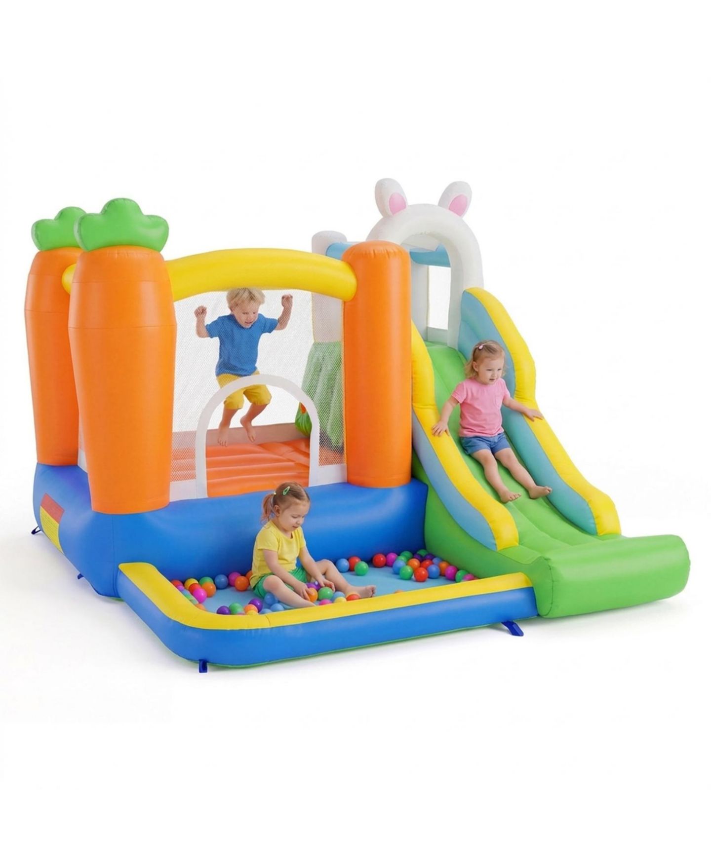 Детские игрушки HONGGE Inflatable Kids' Bounce House with Climbing Wall and Ball Pit, 420D Oxford Cloth, with Carrying Bag, Ages 3-12, цвет: Оранжевый / Синий — фото 9