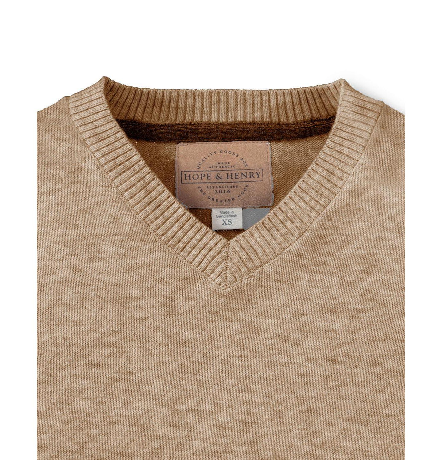 Свитер Hope & Henry Organic V-Neck with Elbow Patches для мальчиков, цвет: Верблюжий меланжевый — фото 2