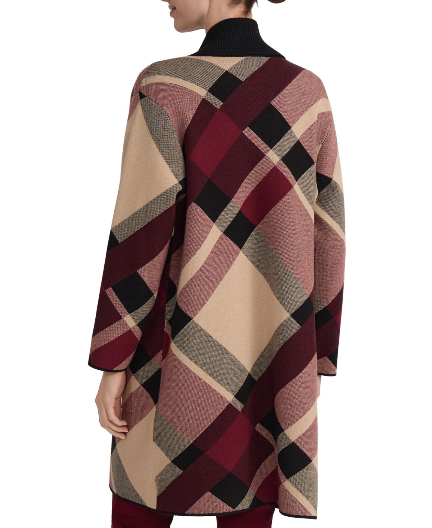Женский кардиган Jones New York Plaid Turnback Collar Long-Sleeve, цвет: Винный разноцветный — фото 4