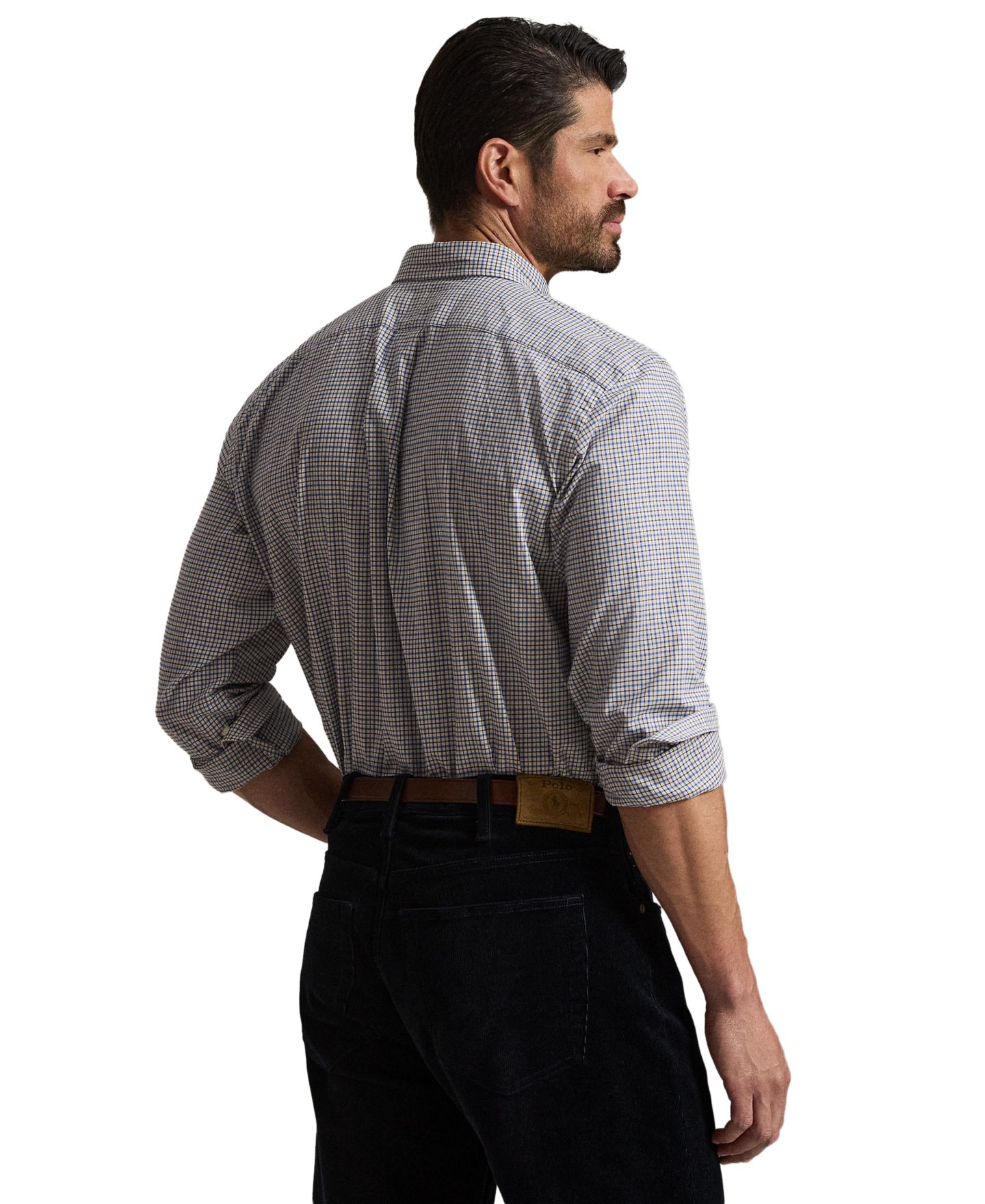 Мужская рубашка Polo Ralph Lauren Big & Tall Plaid Twill, цвет: Белый синий разноцветный — фото 4