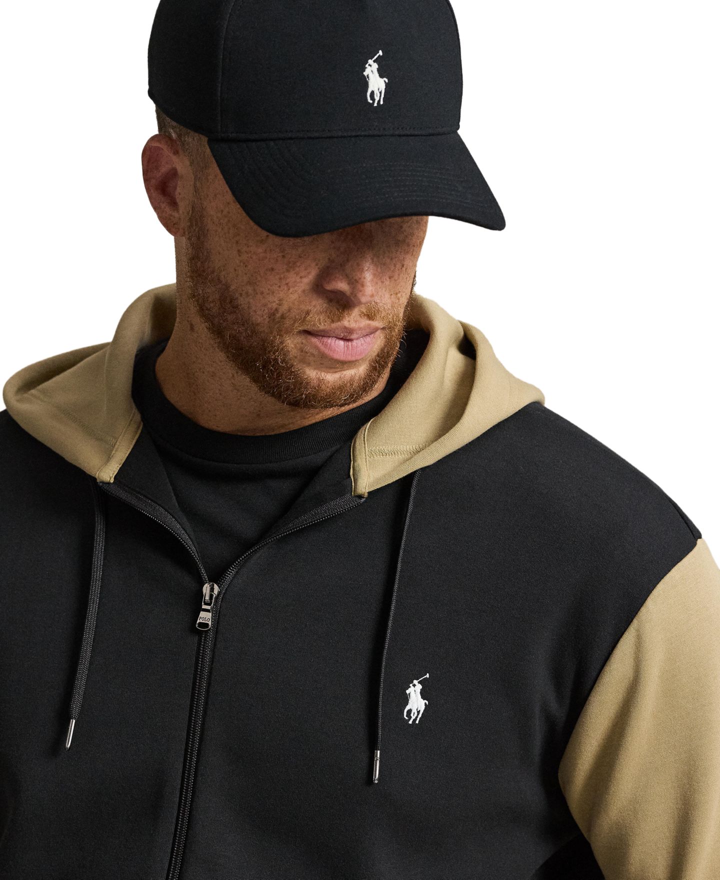 Мужское худи Polo Ralph Lauren Big & Tall Double-Knit Full-Zip, цвет: Чёрный разноцветный — фото 3