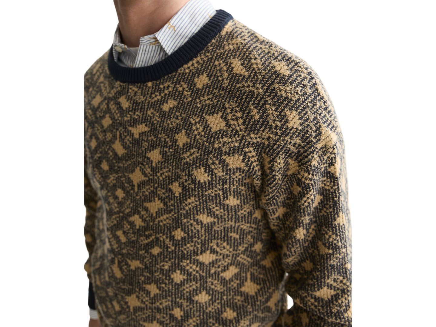 Мужской свитер SCOTCH & SODA Jacquard Wool-Blend Dropped Shoulder Crewneck, цвет: Комбинированный — фото 3
