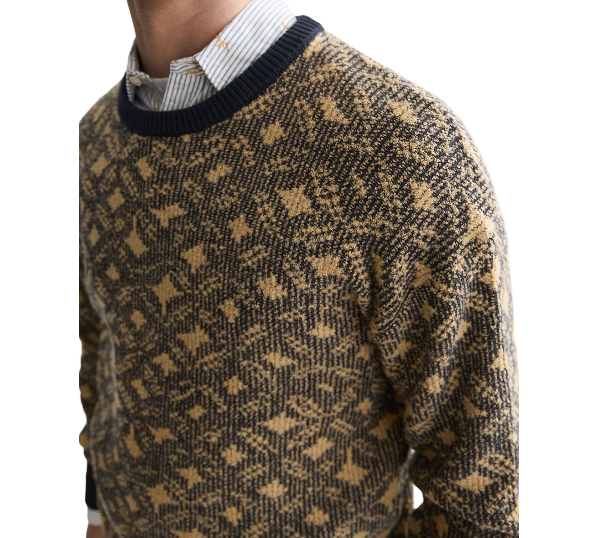Scotch & Soda Men's Jacquard Wool-Blend Dropped Shoulder Crewneck Sweater
