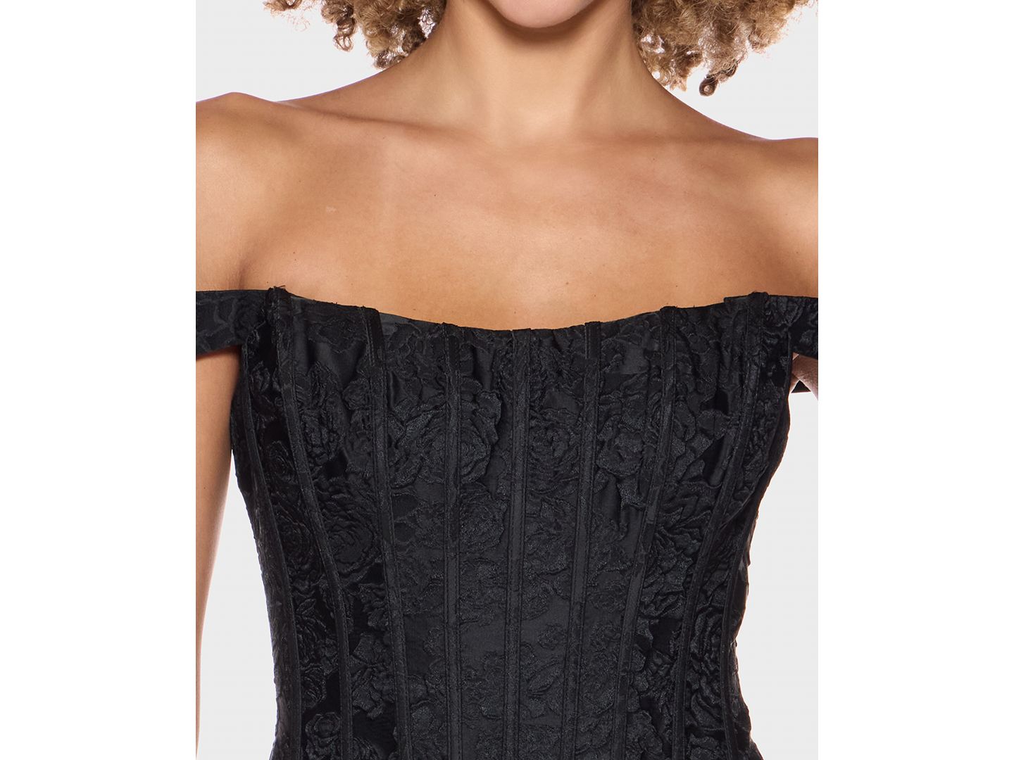 Женское платье Alex & Sophia Juniors' Off-The-Shoulder Corset Bodice Jacquard, цвет: Чёрный — фото 3