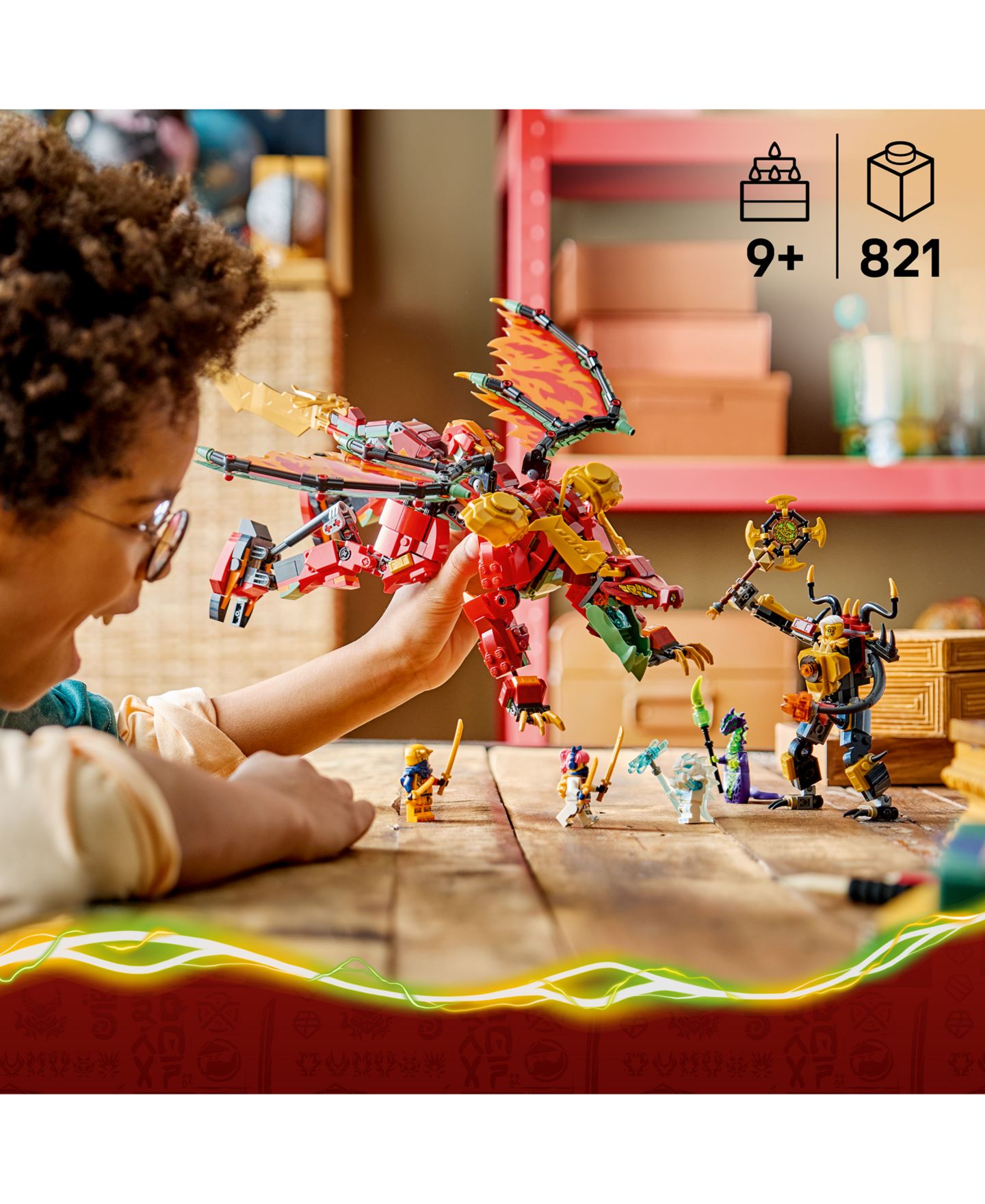 Детские конструкторы LEGO® Ninjago Wyldfyre's Transforming Dragon Mech 71868, 821 Pieces — фото 4