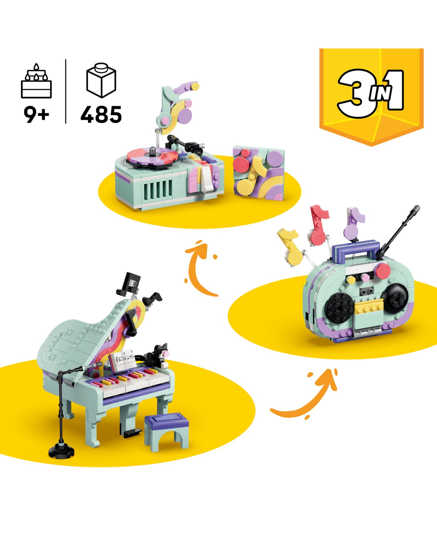 Детские конструкторы LEGO® Creator 3 in 1 Music Decor Piano with Cat 31392, 485 Pieces — фото 2
