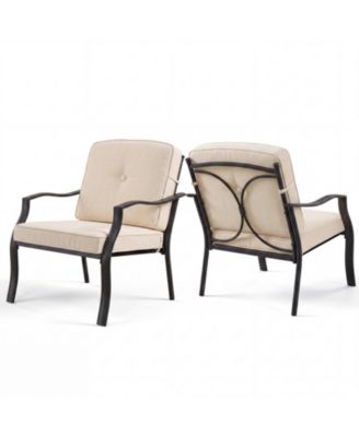 2-Piece Metal Outdoor Chairs with Seat and Back Cushions