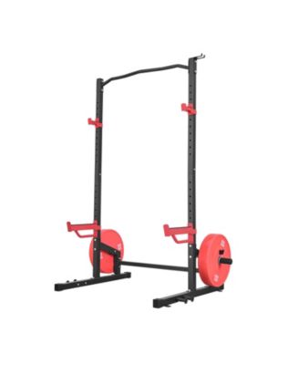 1000LBS Multifunctional Power Cage Squat Rack with 4 Band Pegs Adjustable J-Hooks Safety Bars