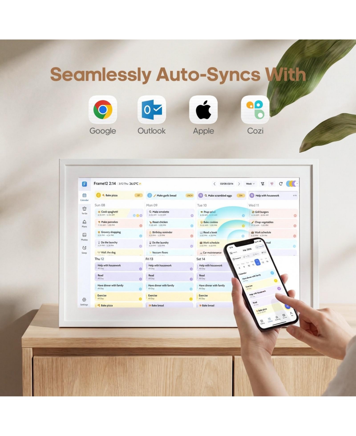 Hongge 15.6 Inch Smart Family Calendar Chore Chart and Habit Tracker