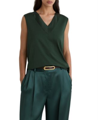 Women's Kallie Sleeveless V-Neck Silk-Trim Top