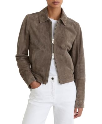 Women's Suede Zip-Through Moto Jacket
