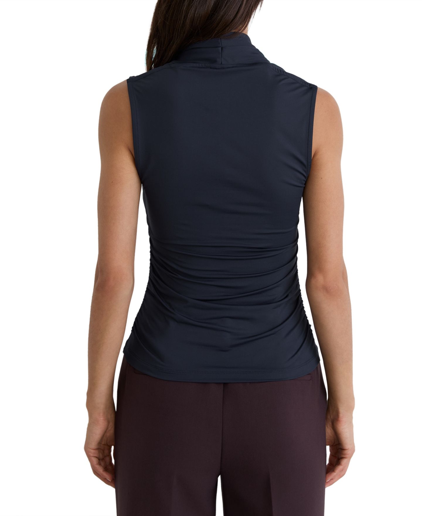 Женский топ REISS Harri Square-Neck Ruched Sleeveless, цвет: Тёмно-синий — фото 4