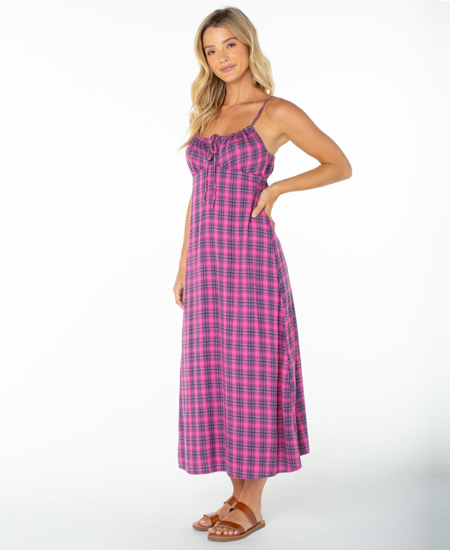 Женское платье Roxy Late Night Plaid Midi, цвет: Клетчатый — фото 2