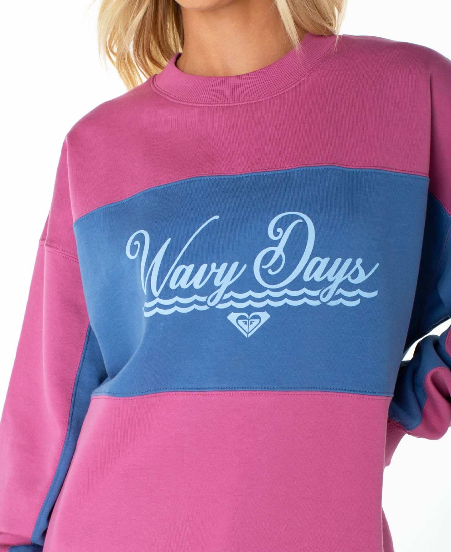 Женская толстовка Roxy Lineup Oversized Crew Colorblock Graphic Cotton-Blend, цвет: Красный фиолетовый — фото 3